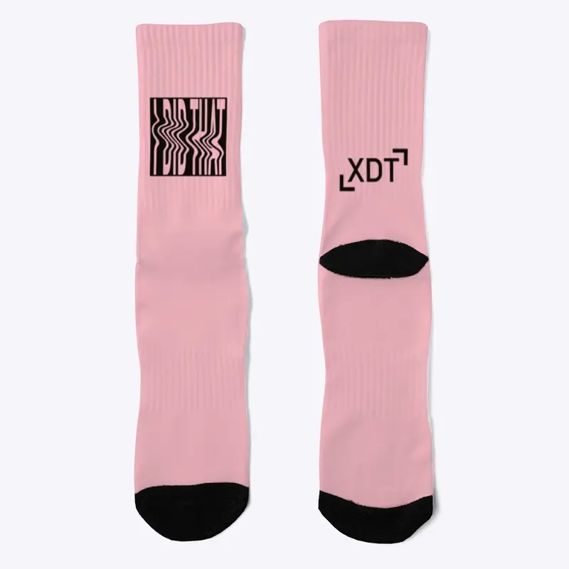 Pink+Black Distortion "Did That" Socks