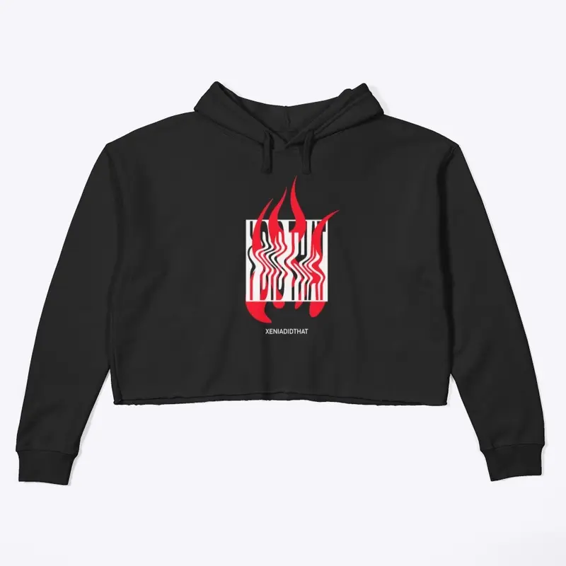 Red Flame Crop Hoodie